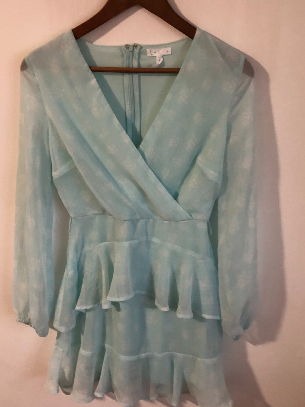 Leith Chiffon Ruffle Tiered Long Sleeve Dress Size XS